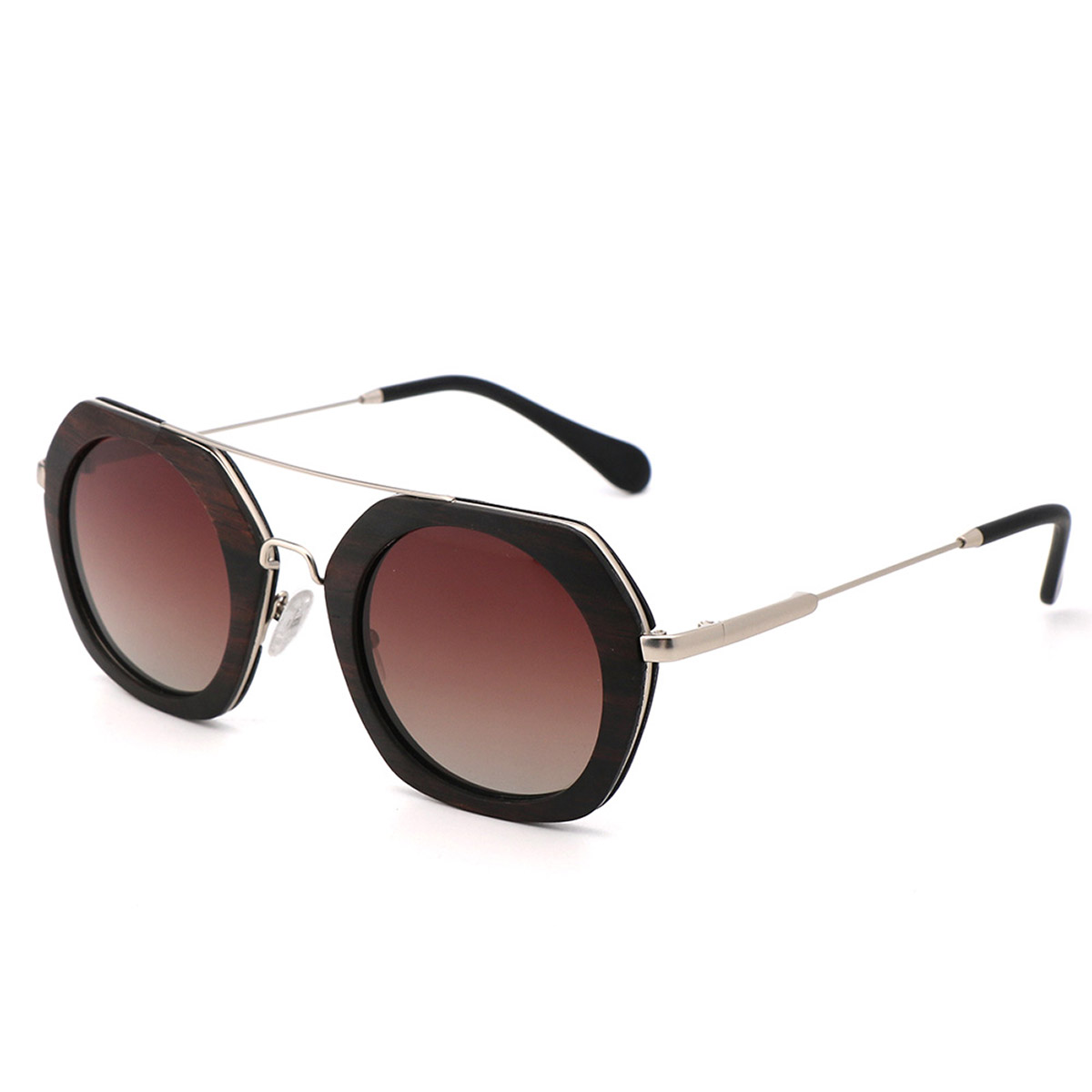 Ochelari de soare laminati din lemn si rama metalica Ochelari de soare laminati din lemn si rama metalica