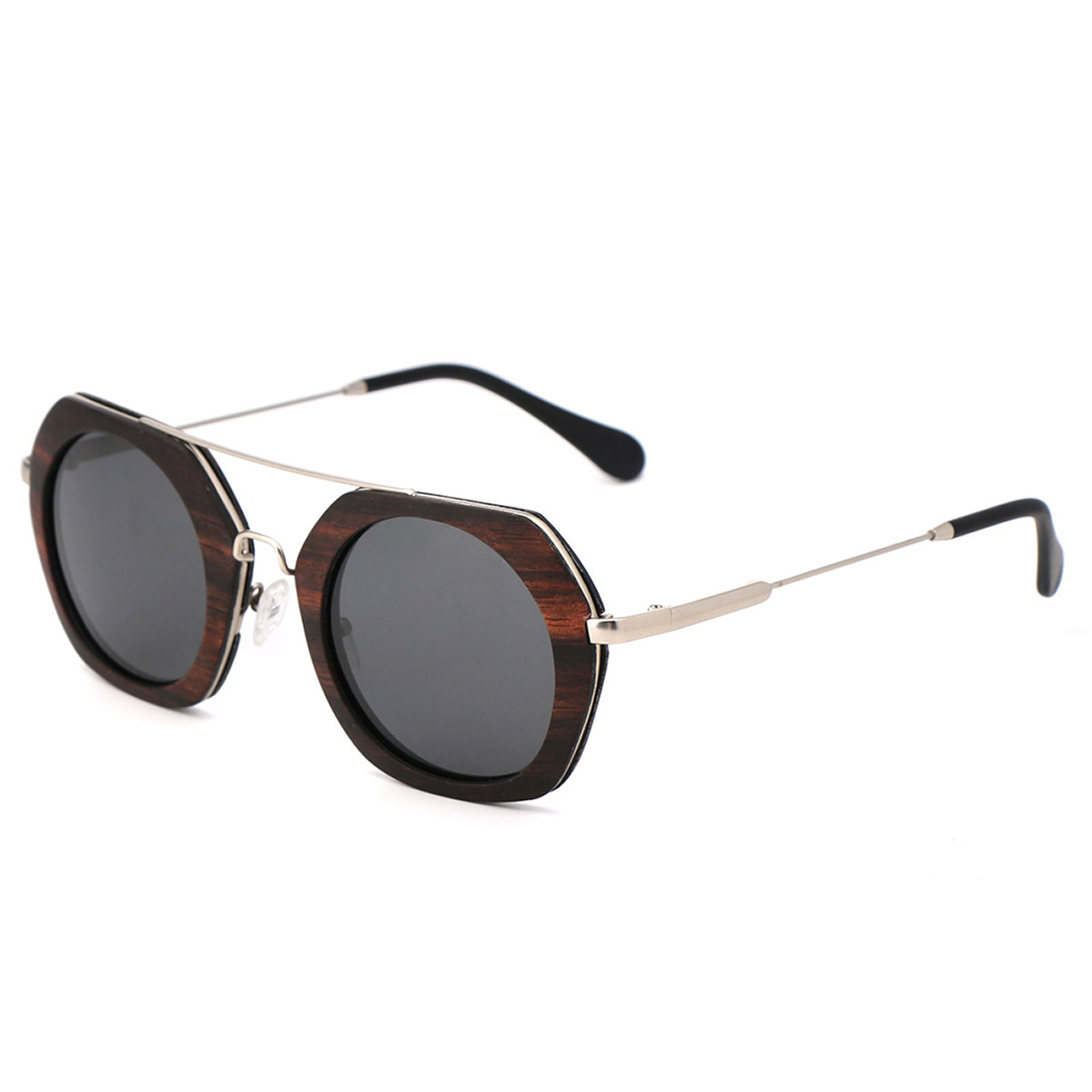 Ochelari de soare laminati din lemn si rama metalica Ochelari de soare laminati din lemn si rama metalica