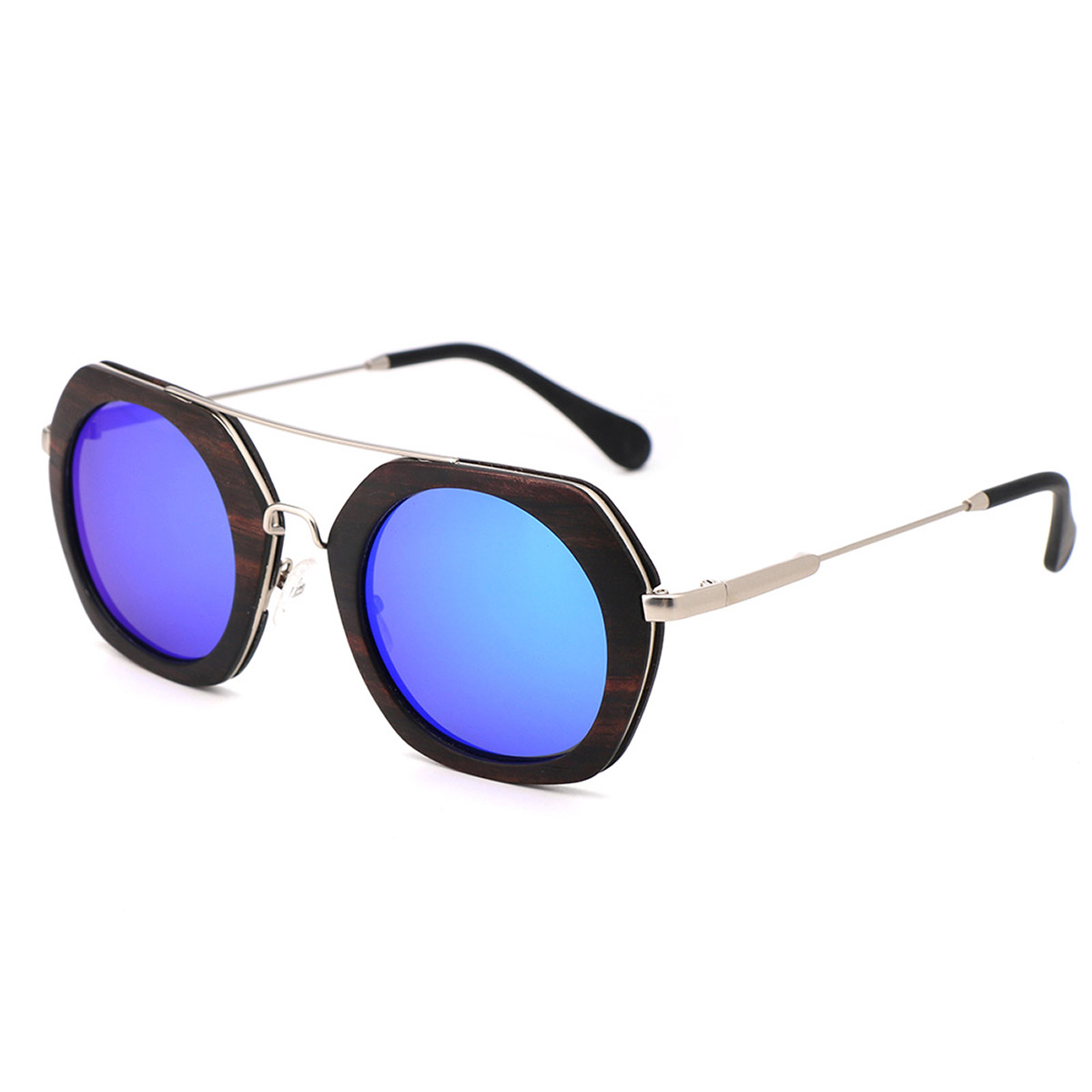 Ochelari de soare laminati din lemn si rama metalica Ochelari de soare laminati din lemn si rama metalica