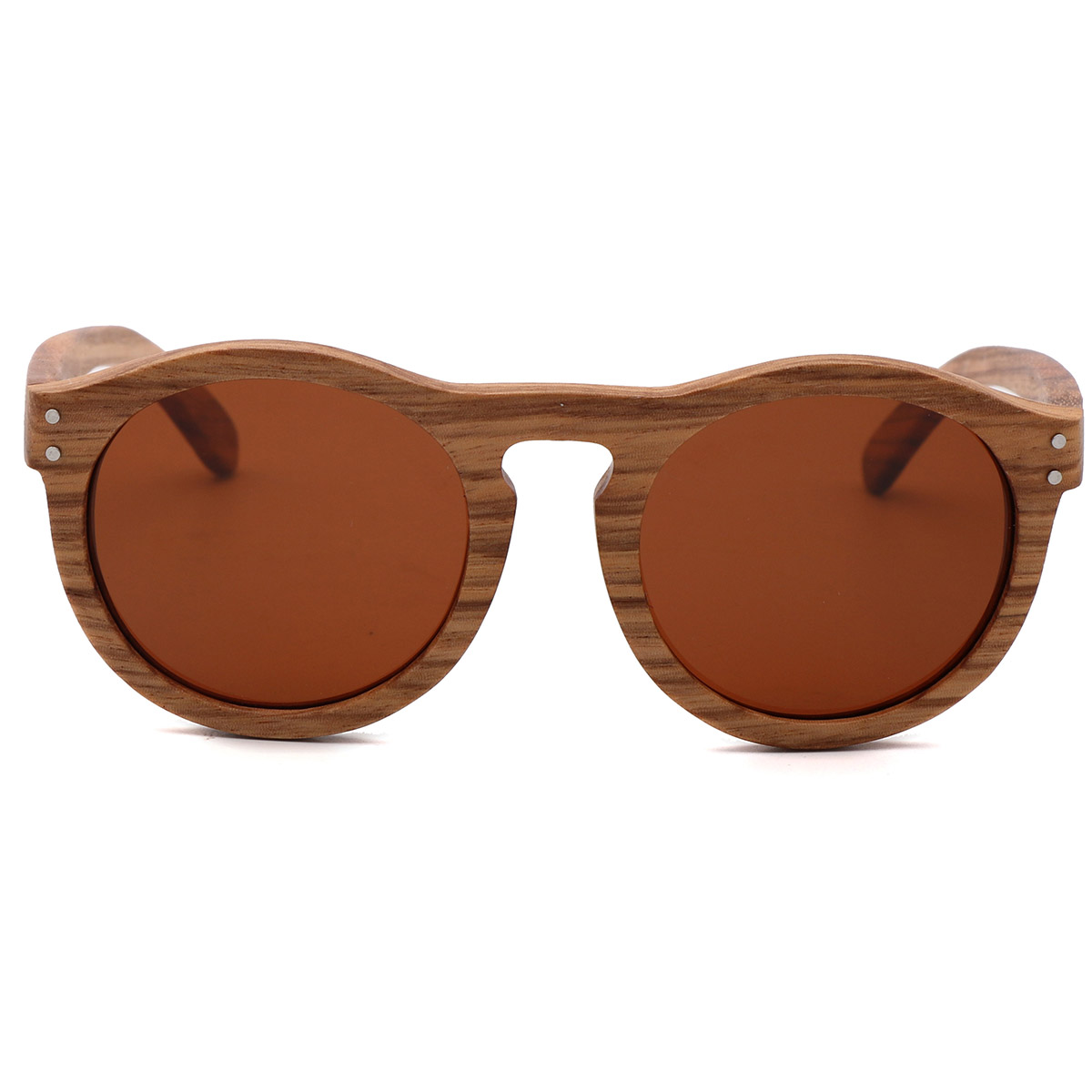 Ochelari de soare vintage cu cadru rotund din lemn natural Ochelari de soare vintage cu cadru rotund din lemn natural